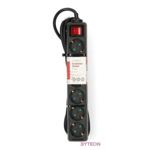 Nedis ESOC650F2BK 6 aljzatos kapcsolós (6-os) elosztó, 5 m, 3680 W, 16 A