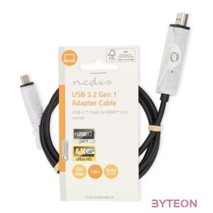 Nedis CCGL64655BK10 USB C (USB-C) - HDMI kábel, USB 3.2 Gen 1, 4K60Hz, hossz 1m