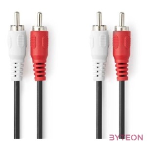 Nedis CAGL24200BK50 sztereo audio kábel, 2 X RCA dugó - 2 X RCA dugó, hossz 5m