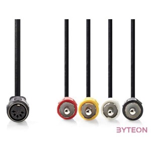 Nedis CAGL20475BK02 audio kábel 5p DIN aljzat - 4 x RCA dugó, hossz 0.20m