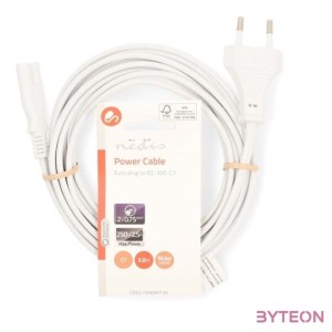 Nedis CEGL11040WT30 táp kábel IEC-320-C7, 2 x 0.75 mm, hossz 3m, fehér