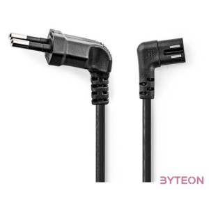 Nedis CEGL11055BK20 tápkábel, Euro dugó,  IEC-320-C7,  pipa, szögben balra, 2m, fekete