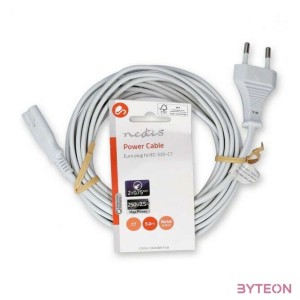 Nedis CEGL11040WT50 táp kábel IEC-320-C7, 2 x 0.75 mm, hossz 5m, fehér