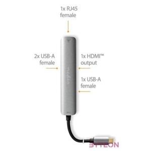 Nedis CCBW64210AT02 USB-C (USB C) dugó - 3x USB, HDMI, RJ45, 5 Gbps