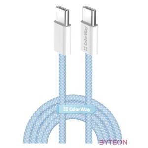 COLORWAY Kábel Type-C CW-CBPDCC061-BL, fonott pamut, PD Fast Charging 60W, 3,0A 1M kék