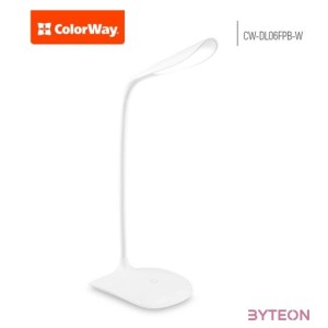 COLORWAY Asztali LED lámpa beépített akkumulátor, flexibilis, 5500-6000k, 115 lm, fehér (CW-DL06FPB-W)