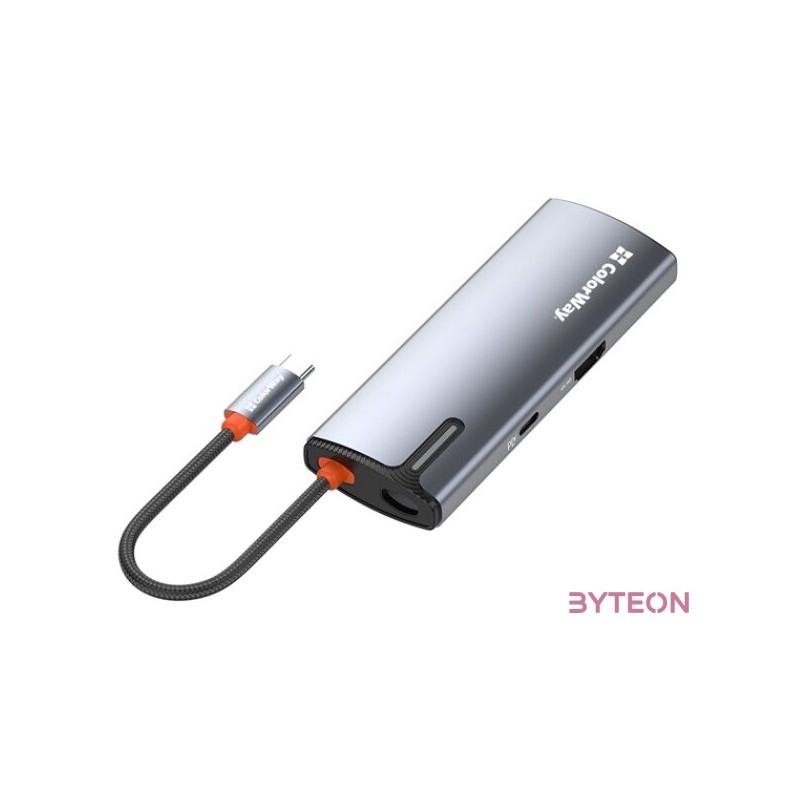 COLORWAY USB-elosztó (dokkolóállomás) CW-HUB02, USB-C 6-B-1 Type C PD 100W,USB3.03,HDMI 4,RJ45