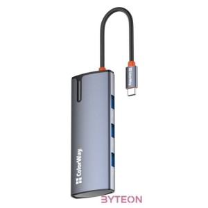 COLORWAY USB-elosztó (dokkolóállomás) CW-HUB01, ColorWay USB-C 5-b-1 Type C PD 100W,USB3.0x3,HDMI 4K