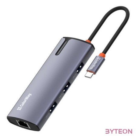 COLORWAY USB-elosztó (dokkolóállomás) CW-HUB03, USB-C 6-B-1 Type C PD 100W,USB3.0x3,USB2.0,RJ45