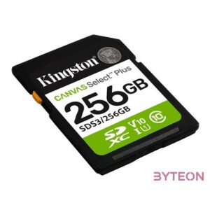 KINGSTON Memóriakártya SDXC 256GB Canvas Select Plus Gen3 150R C10 UHS-I U1 V10