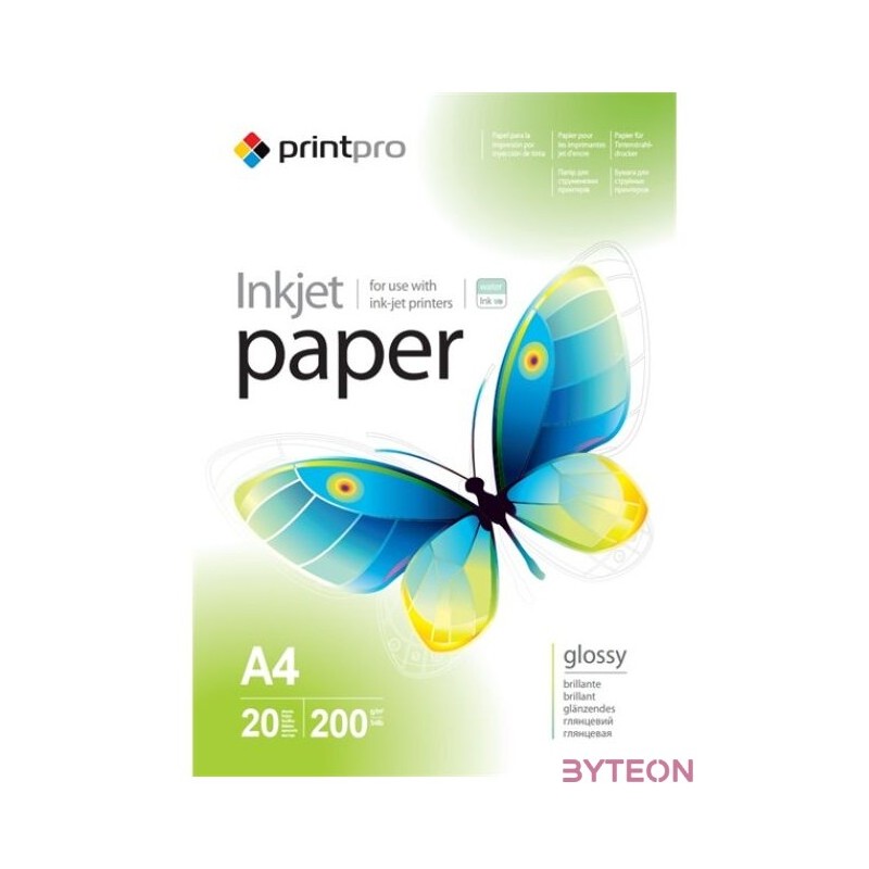 COLORWAY Fotópapír, PrintPro magasfényű 200 g,m2, A4, 20 sht (PGE200020A4)