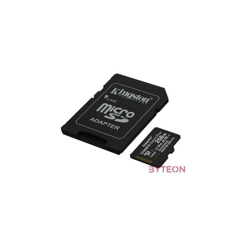 KINGSTON Memóriakártya MicroSDXC 256GB Canvas Select Plus Gen3 150R A1  Adaprer