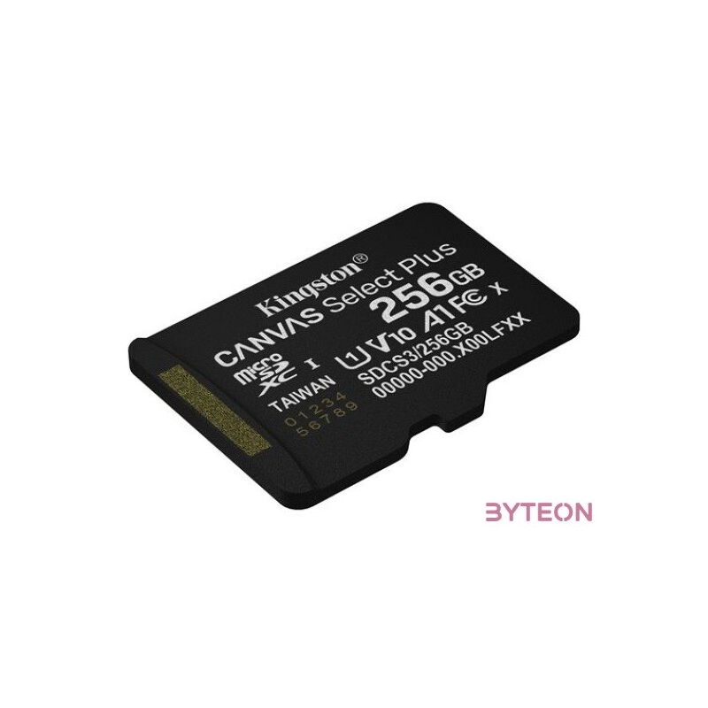 KINGSTON Memóriakártya MicroSDXC 256GB Canvas Select Plus Gen3 150R A1 Adaprer nélkül
