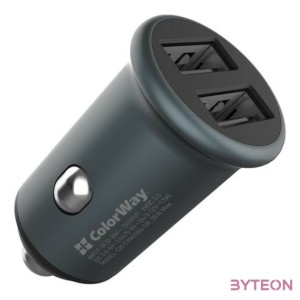 COLORWAY Autós töltő, CW-CHA036Q-GR 2USB Quick Charge 3.0 (36W) szürke