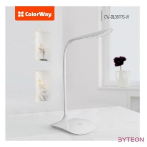 COLORWAY Asztali LED lámpa beépített akkumulátor, flexibilis, 5500-6000k, 115 lm, fehér (CW-DL06FPB-W)