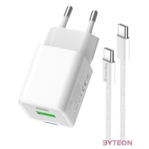 COLORWAY AC töltő GaN Mini CW-CHS053PDC-WT 30W PD port PPS USB (Type-C PD  USB QC4.0) kábel Type-C