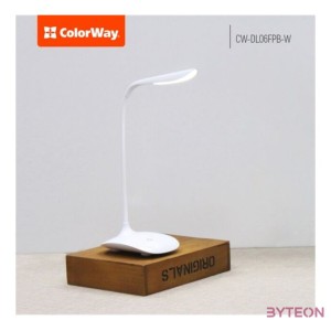 COLORWAY Asztali LED lámpa beépített akkumulátor, flexibilis, 5500-6000k, 115 lm, fehér (CW-DL06FPB-W)