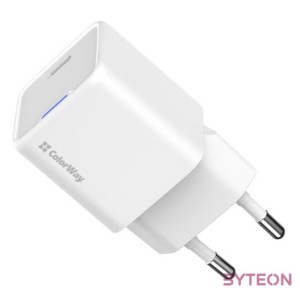 COLORWAY AC töltő GaN Mini CW-CHS054PD-WT 30W PD port PPS USB-C fehér