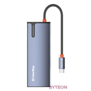 COLORWAY USB-elosztó (dokkolóállomás) CW-HUB01, ColorWay USB-C 5-b-1 Type C PD 100W,USB3.0x3,HDMI 4K