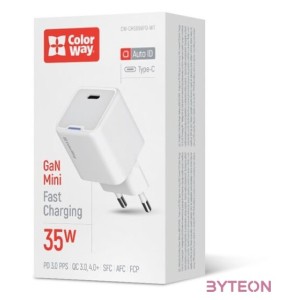 COLORWAY AC töltő GaN Mini CW-CHS056PD-WT 35W PD port PPS USB-C fehér