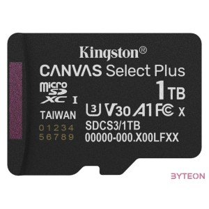 KINGSTON Memóriakártya MicroSDXC 1TB Canvas Select Plus Gen3 150R A1  Adaprer
