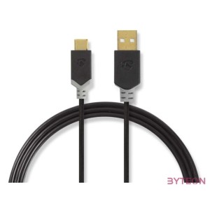 Nedis CCBW60601AT20 USB kábel, USB2.0 Gen 1, USB-A dugó - USB-C dugó, 60 W  480 Mbps, 2 m