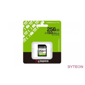 KINGSTON Memóriakártya SDXC 256GB Canvas Select Plus Gen3 150R C10 UHS-I U1 V10