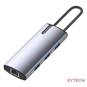 COLORWAY USB-elosztó (dokkolóállomás) CW-HUB02, USB-C 6-B-1 Type C PD 100W,USB3.03,HDMI 4,RJ45