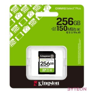 KINGSTON Memóriakártya SDXC 256GB Canvas Select Plus Gen3 150R C10 UHS-I U1 V10