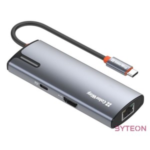 COLORWAY USB-elosztó (dokkolóállomás) CW-HUB02, USB-C 6-B-1 Type C PD 100W,USB3.03,HDMI 4,RJ45