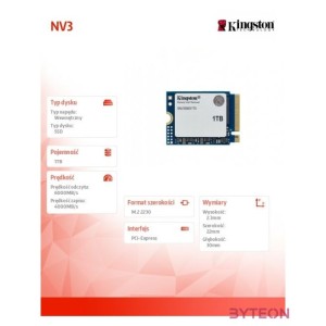 KINGSTON SSD M.2 2230 PCIe 4.0 NVMe 1000GB NV3