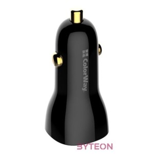 COLORWAY Autós töltő, CW-CHA046PD-BK Power Delivery Port PPS USB (USB-A  USB-C) (60 W) Fekete