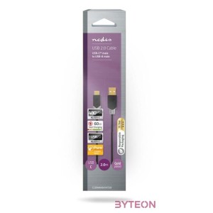 Nedis CCBW60601AT20 USB kábel, USB2.0 Gen 1, USB-A dugó - USB-C dugó, 60 W  480 Mbps, 2 m