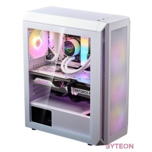 ADATA XPG Ház Midi ATX Valor AIR PLUS, 4x120mm RGB ventilátor, Tápegység nélkül, üvegfalú, fehér