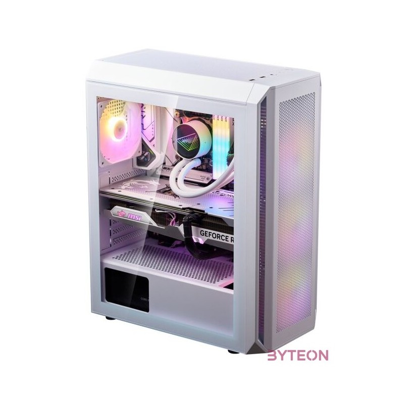 ADATA XPG Ház Midi ATX Valor AIR PLUS, 4x120mm RGB ventilátor, Tápegység nélkül, üvegfalú, fehér