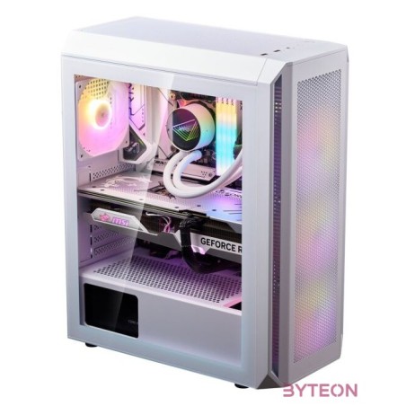 ADATA XPG Ház Midi ATX Valor AIR PLUS, 4x120mm RGB ventilátor, Tápegység nélkül, üvegfalú, fehér