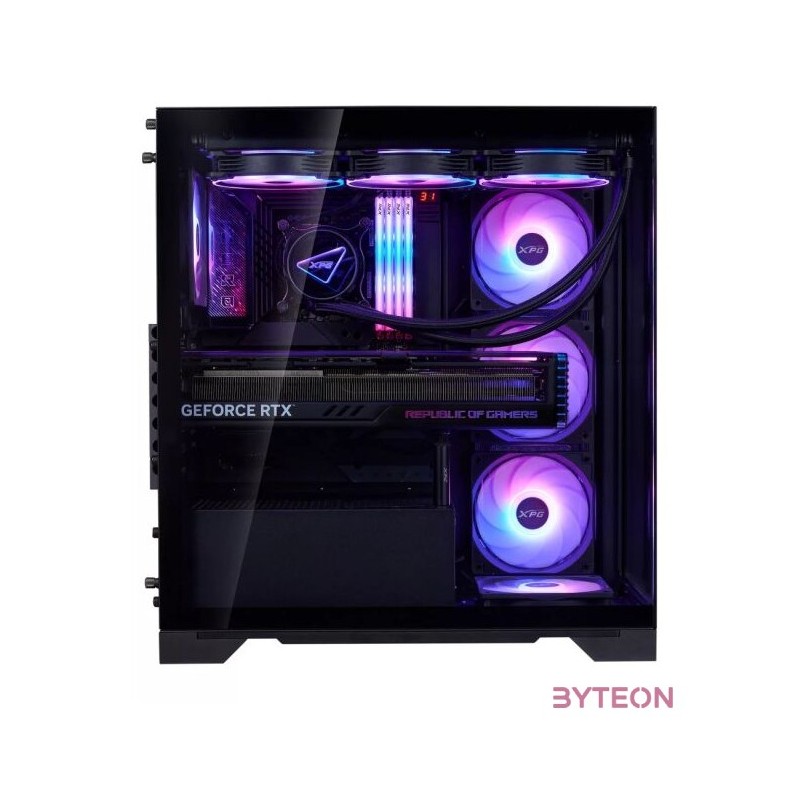 ADATA XPG Ház Midi ATX Invader X BTF, 5x120mm RGB ventilátor, Tápegység nélkül, üvegfalú, fekete