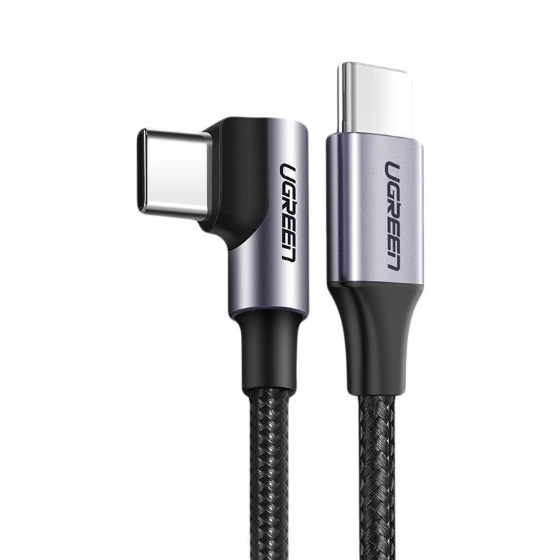 UGREEN US255 USB-C to USB-C Elbow cable, 3A, 60W, 2m (Black)