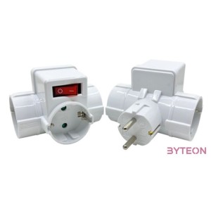 BLACKBIRD Hálózati Dugalj elosztó 250V, Max3680W 3x16A,250V SQ-GBK-01,03T gyerekvédelem  kapcsoló, Fehér