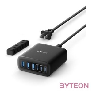 ANKER Hálózati Töltőállomás, 6 portos, 3xUSB-A, 3xUSB-C, 112W USB-C, EU, fekete -  A2154G11
