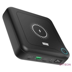 NEWELL GP12 vezeték powerbank, 24.000 mAh, 8 adapter, LED kijelző, vezeték nélküli töltés,