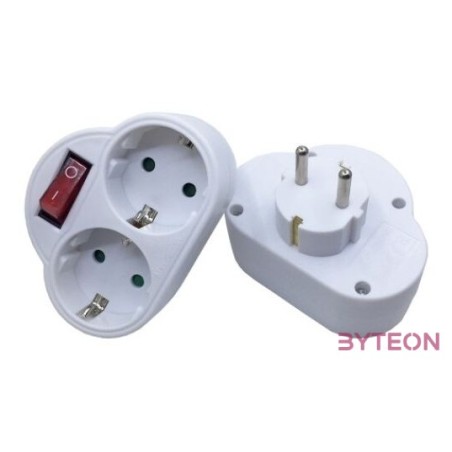 BLACKBIRD Hálózati Dugalj elosztó 250V, Max3680W 2x16A,250V GZBK02 gyerekvédelem  kapcsoló, Fehér