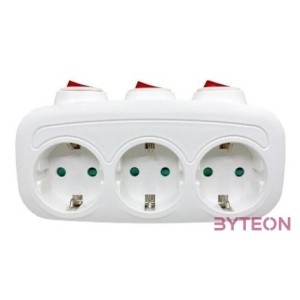 BLACKBIRD Hálózati Dugalj elosztó 250V, Max3680W 3x16A,250V SQ-GZB3K-01,03 gyerekvédelem  kapcsoló, Fehér