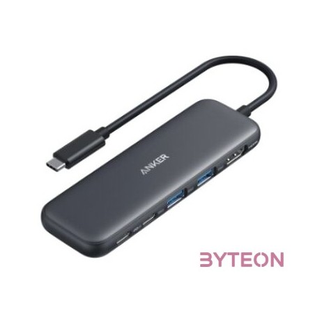 ANKER USB HUB, 322 5-in-1, USB-C Hub, 4K HDMI, 2xUSB-A, PD-IN 100W, USB-C 5Gbps, fekete - A8355H11