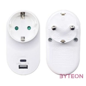 BLACKBIRD Hálózati Dugalj elosztó 250V, Max3680W USB AC 3.1A,5V SQ-GZB-01,01-UAC-2 gyerekvédelem, Fehér