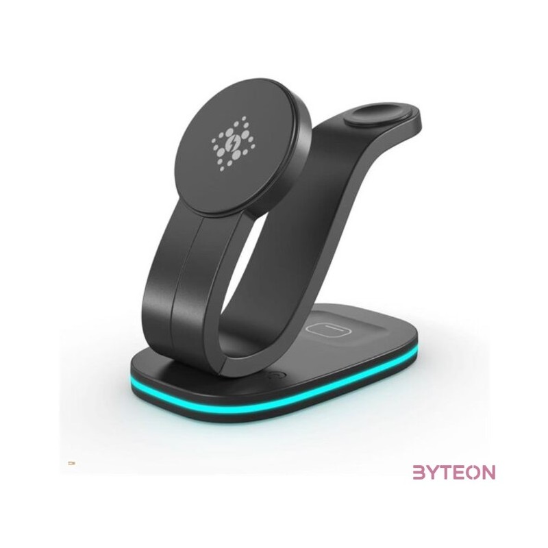 BLACKBIRD Vezeték nélküli töltő 3in1 mágneses B-28, Fekete