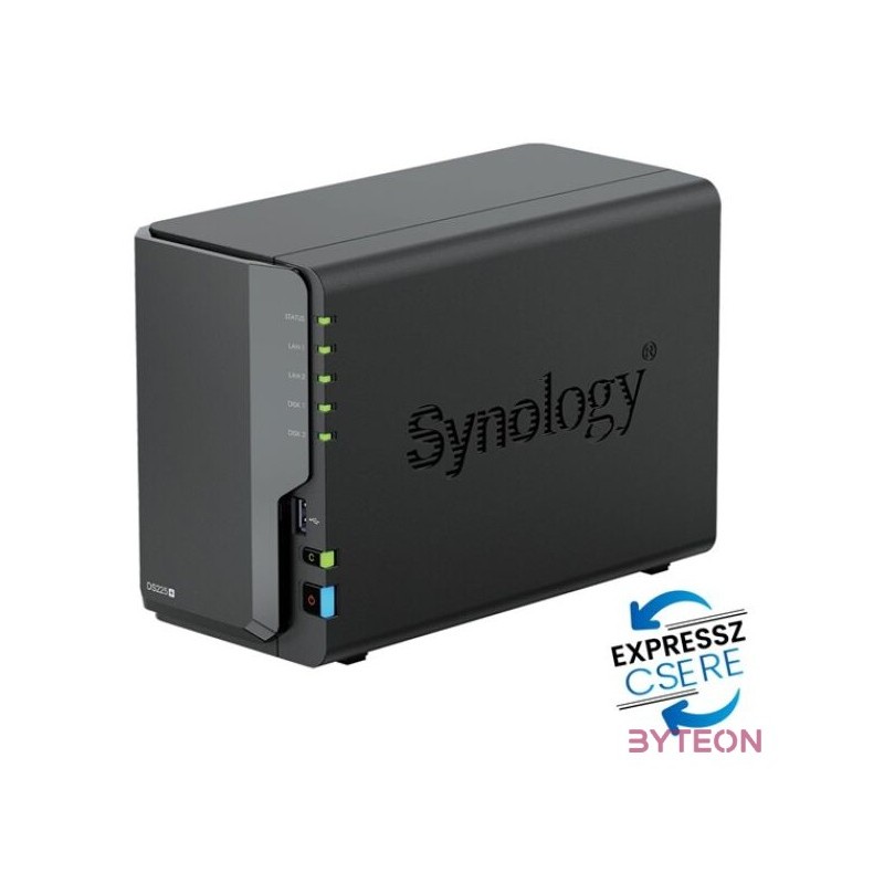 SYNOLOGY NAS 2 fiókos DS225 Intel Celeron J4125 4x2GHz, 2GB DDR4, 1x2,5GbE, 1x1GbE, 2xUSB3.2Gen1