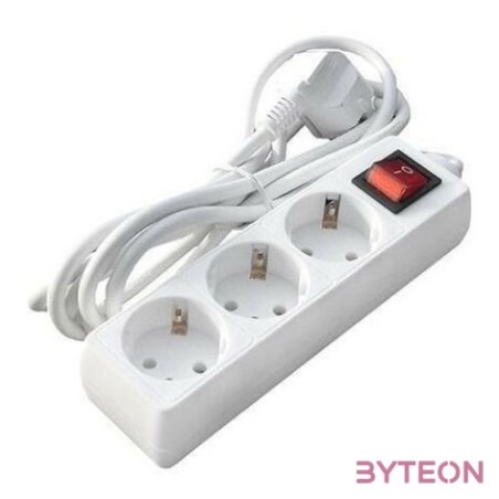 BLACKBIRD Hálózati elosztó 1.5m 3xSCHUKO 16,A,250V,3500W  kapcsoló, Fehér