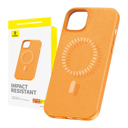 Magnetic Phone Case for iPhone 15 ProMax Baseus Fauxther Series (Orange)