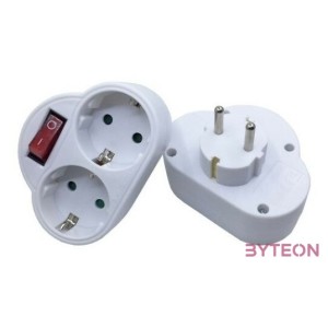 BLACKBIRD Hálózati Dugalj elosztó 250V, Max3680W 2x16A,250V GZBK02 gyerekvédelem  kapcsoló, Fehér